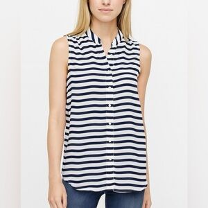 j crew blouse Women Size 6 Multicolored Striped Sleeveless Button Up Tunic